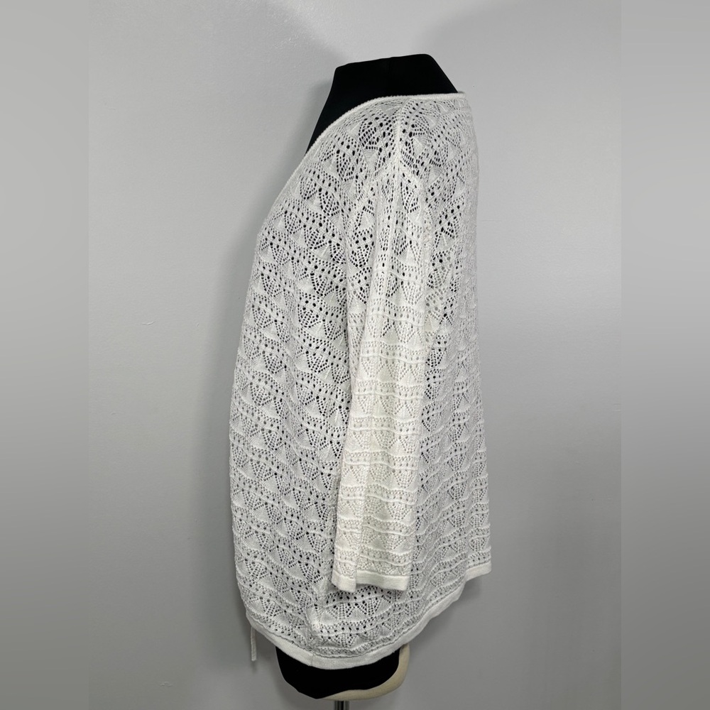 Torrid Open Stitch Pullover V-neck Cinched Front Sweater Color White Size 2 - Picture 3 of 5